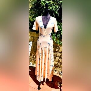 Old Stock NT Bohemian Summer Free Spirit Hippie Festival Cut Out Maxi Day Dress